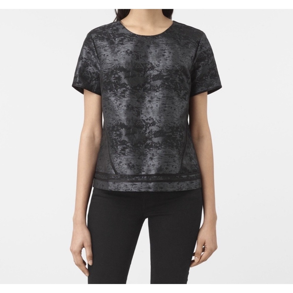 AllSaints 'Jiro' Metallic Brocade Black Top Women's Size Small